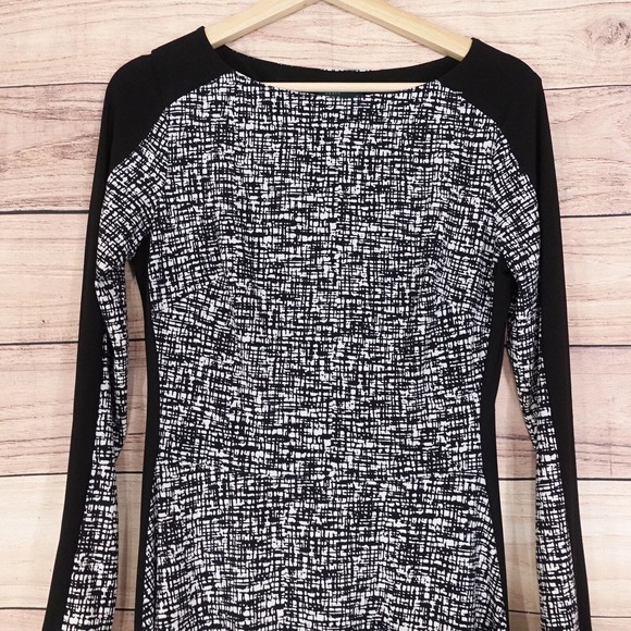 LAUREN RALPH LAUREN BLACK AND WHITE LONG SLEEVE DRESS WOMENS SIZE 6 GREEN LABEL - Picture 2 of 7